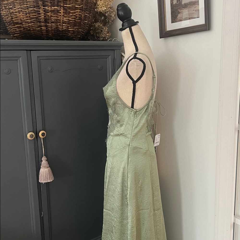 NWT Free People Maybe Forever Slip Dress soft moss - Picture 7 of 8